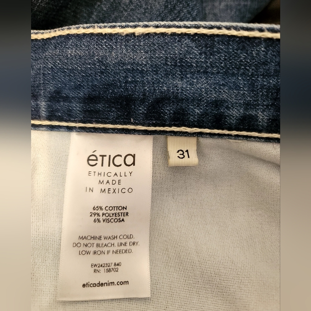 Etica Jeans Womens Sz 31 Blue Iris Relaxed Barrel High Waist Ethically Made NWT - Picture 14 of 15